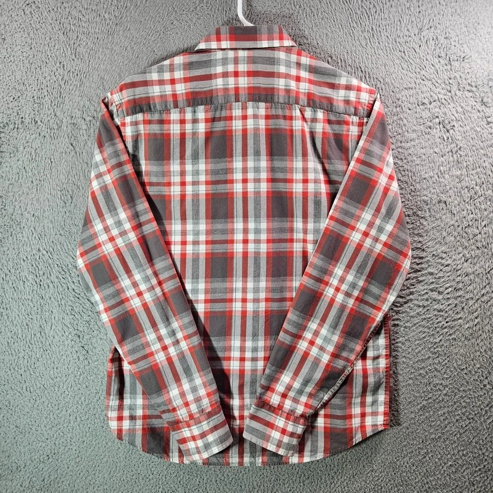 Untuckit Shirt Men Medium Slim Fit Button Up Long Sleeve Gray Red Plaid Pls Read